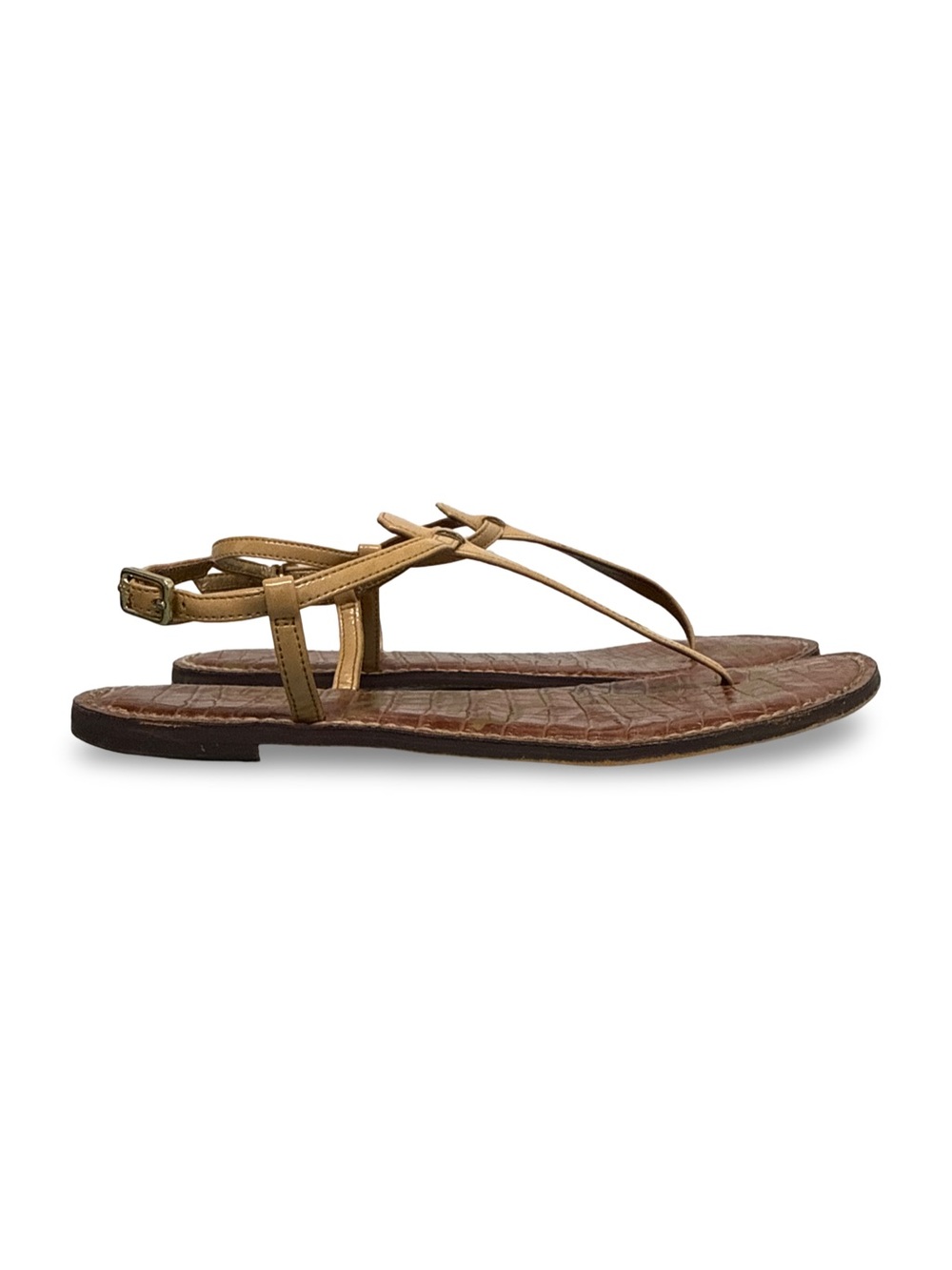 Sam Edelman GIGI Leather T-Strap Flat Sandals - Women’s 9 Tan - Picture 2 of 14